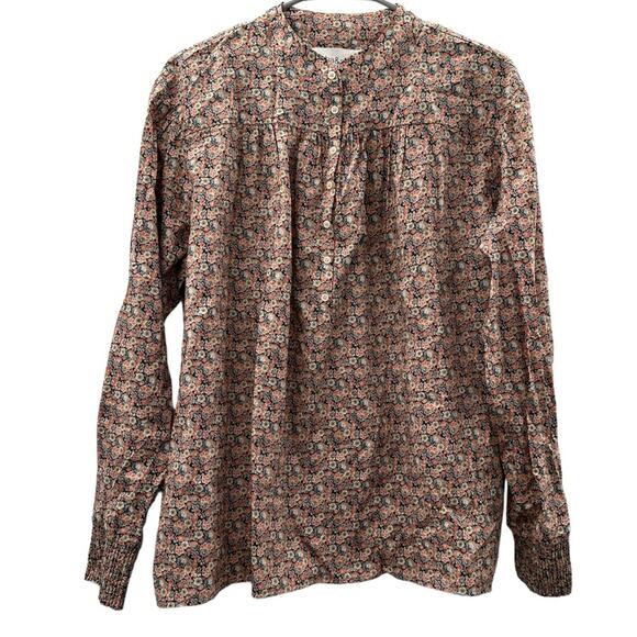 Ba&sh Freja Micro Floral Long Sleeve Button Neck‎ Cotton-Poplin Blouse Sz 3 (L) - Picture 2 of 10